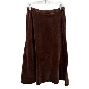 VINTAGE PERCEPTION BROWN FUZZY A-LINE MIDI SKIRT WITH POCKETS! - M